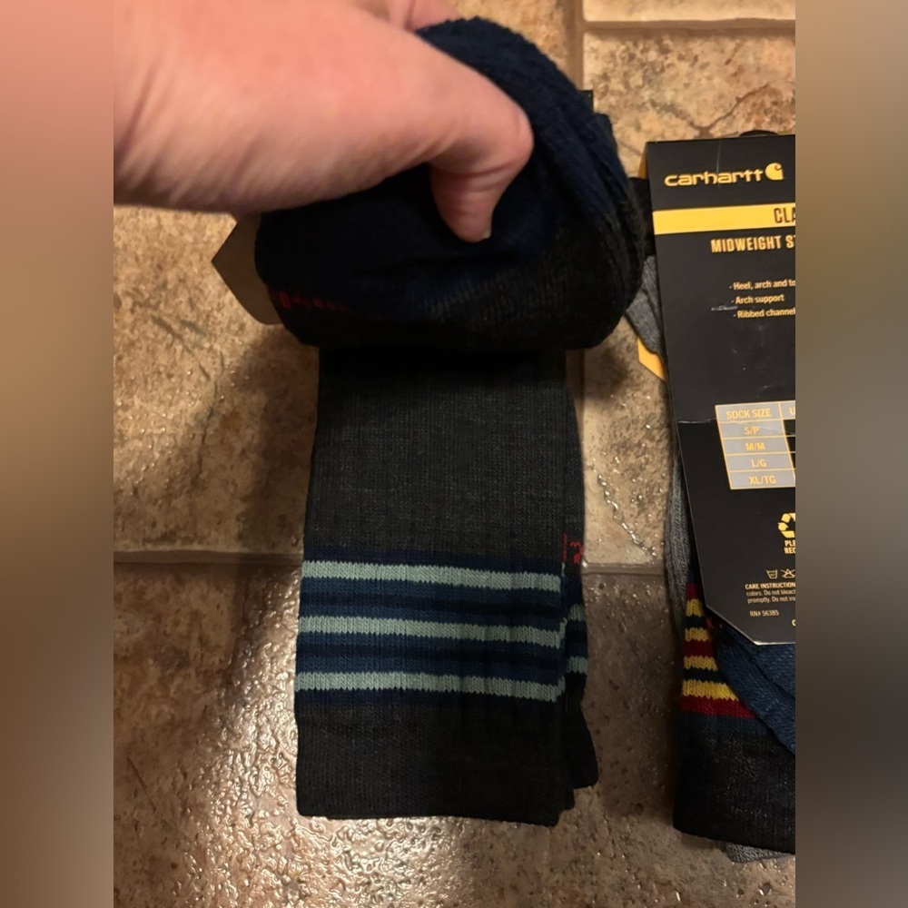 NWT *Bundle 4 pairs* men’s Carhartt Classic Midweight Stripe Crew Socks sz XL - Picture 7 of 8